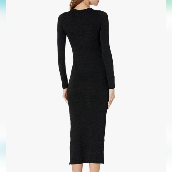 French Connection Sweater Dress Womens Small Black Stretch Midi Long Sleeve - Picture 2 of 8